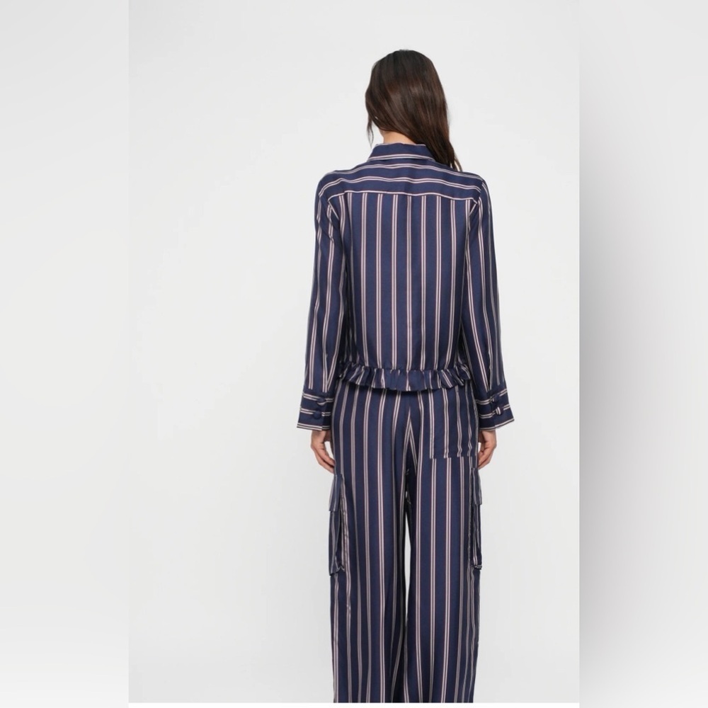 Baum und Pferdgarten Miluna Blouse Navy Plum Button Down Silk Shirt - Picture 3 of 4